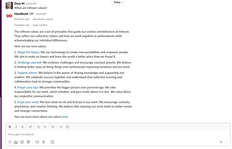 AI-powered Handbook Slack bot
