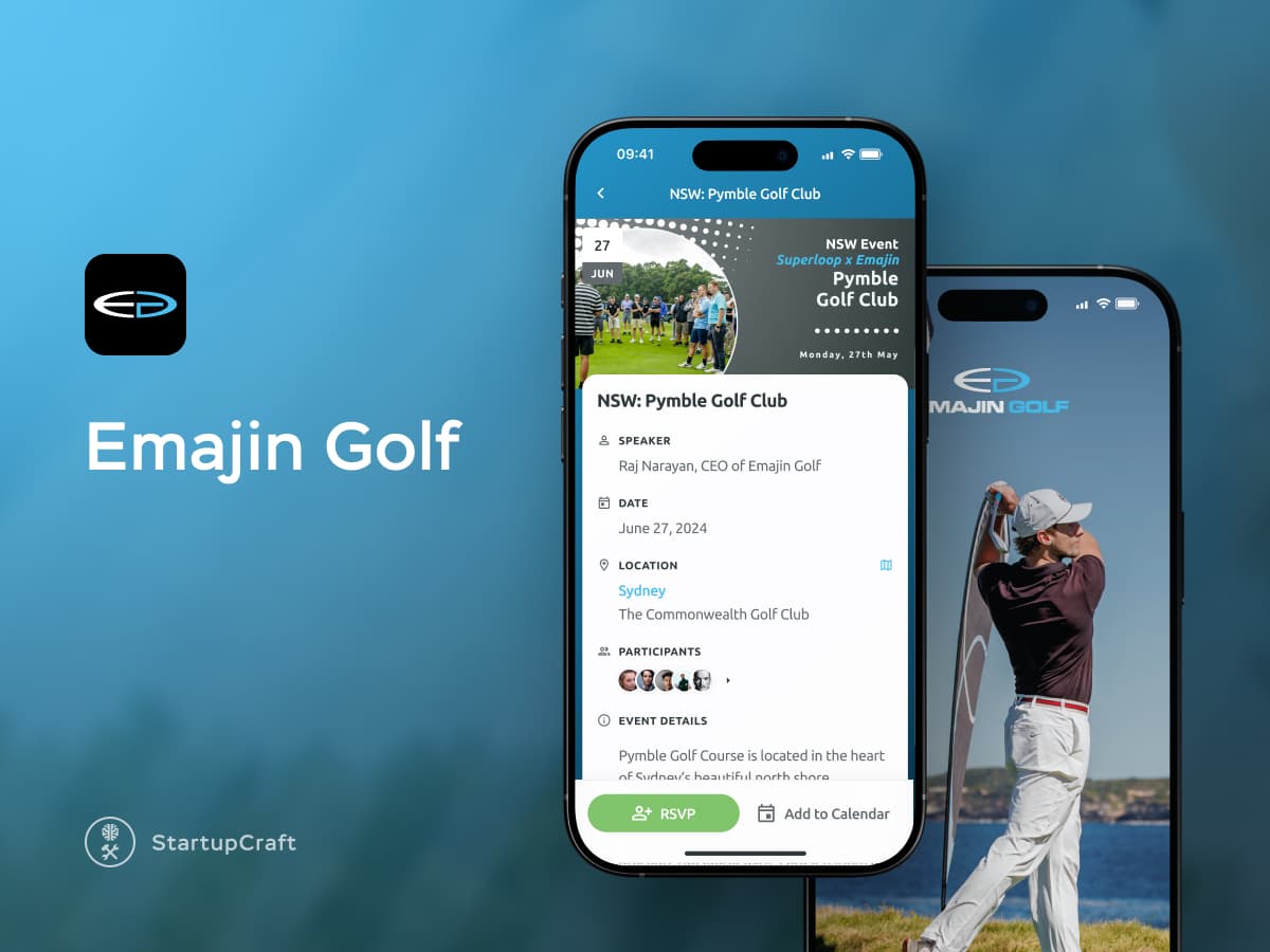 Emajin Golf app | iOS/Android, React Native, React, Node.js, OpenAI API