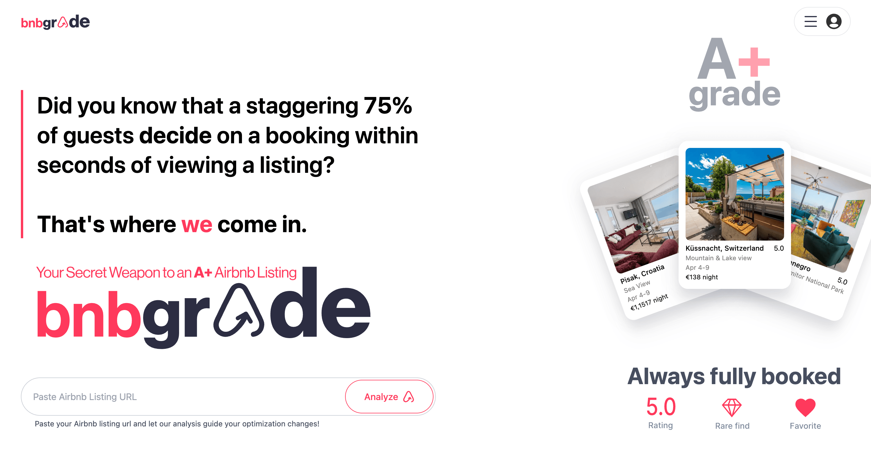bnbGrade - A+ to F Rating System for Airbnb Hosts