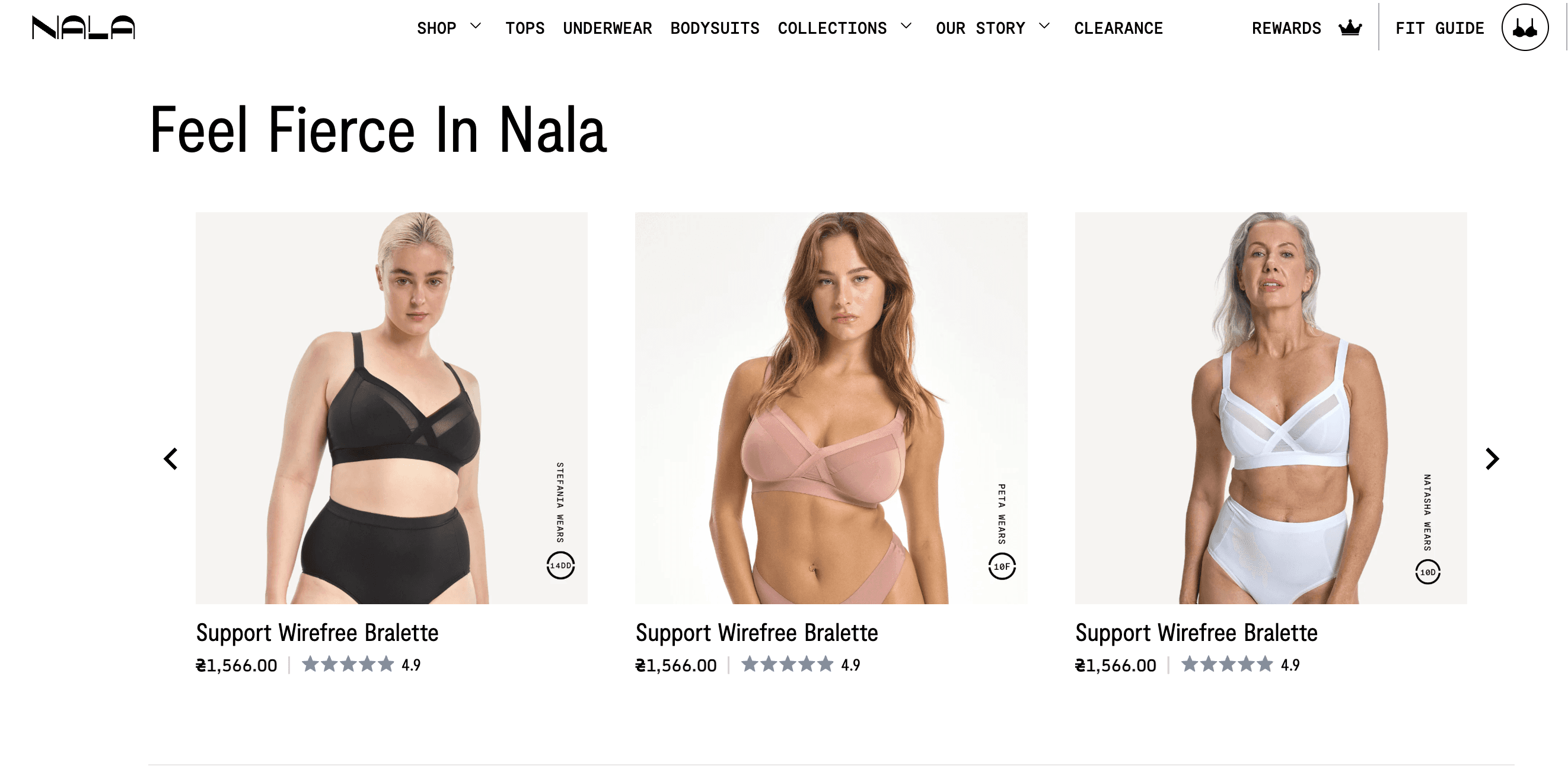 Nala - Shopify online store for selling women's underwear